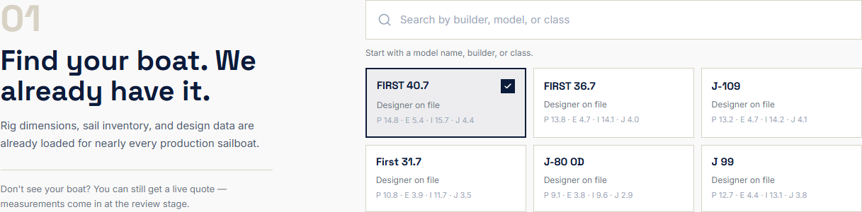 Boat search showing matching boat models