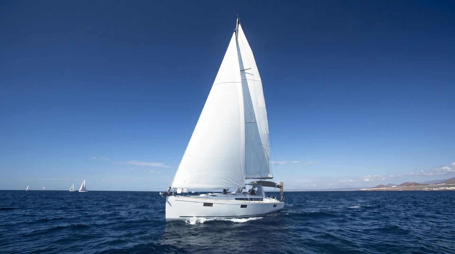 Cruising yacht sailing with a furling headsail