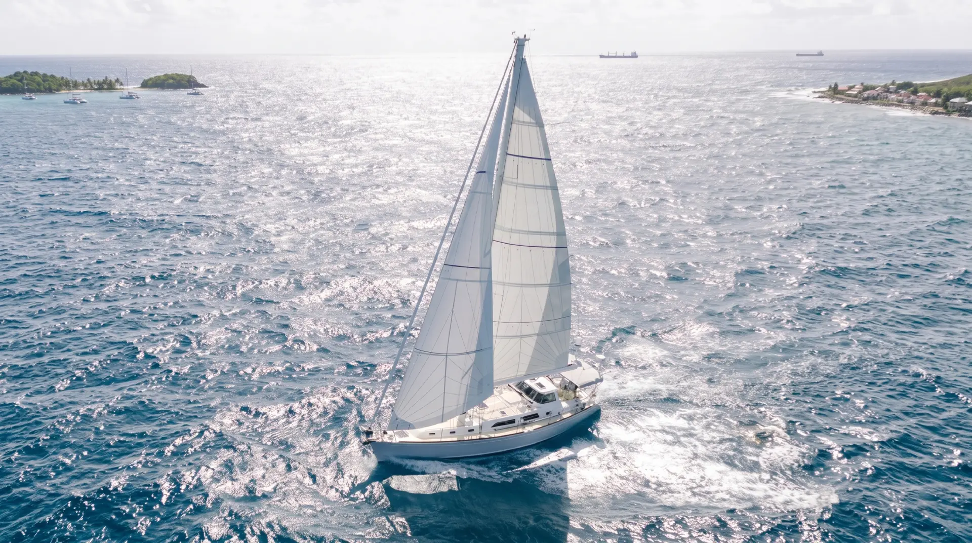 Performance cruising yacht sailing with a shaped mainsail